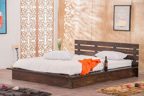 Buy Solid Wood Franco Platform Bed - Online In India - New Bed Designs 