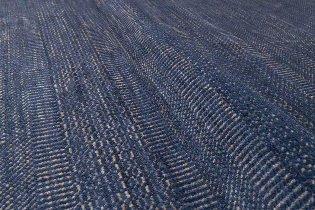 Luxury - Venice Blue Gold Wool & Bamboo Silk Hand Knotted Premium Carpet