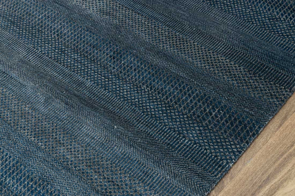 Luxury - Marigold Blue Grey Wool & Bamboo Silk Hand Knotted Premium Carpet