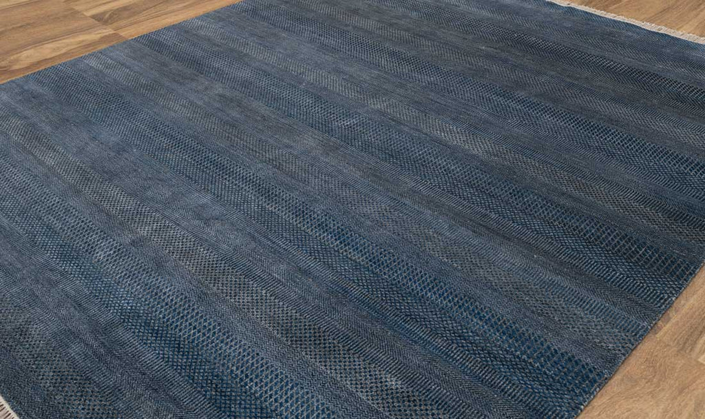 Luxury - Marigold Blue Grey Wool & Bamboo Silk Hand Knotted Premium Carpet