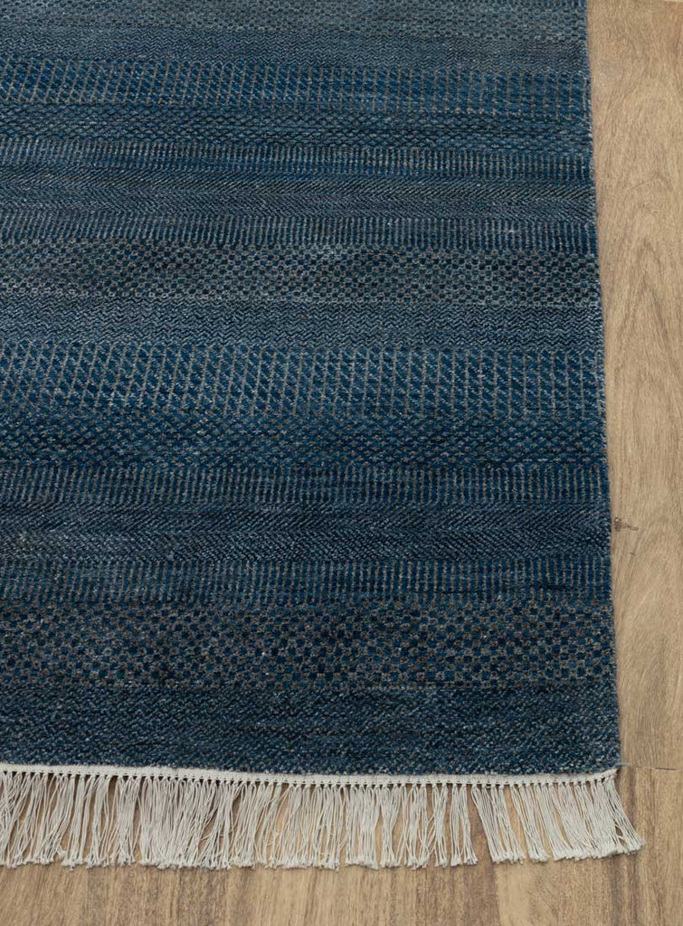 Luxury - Marigold Blue Grey Wool & Bamboo Silk Hand Knotted Premium Carpet