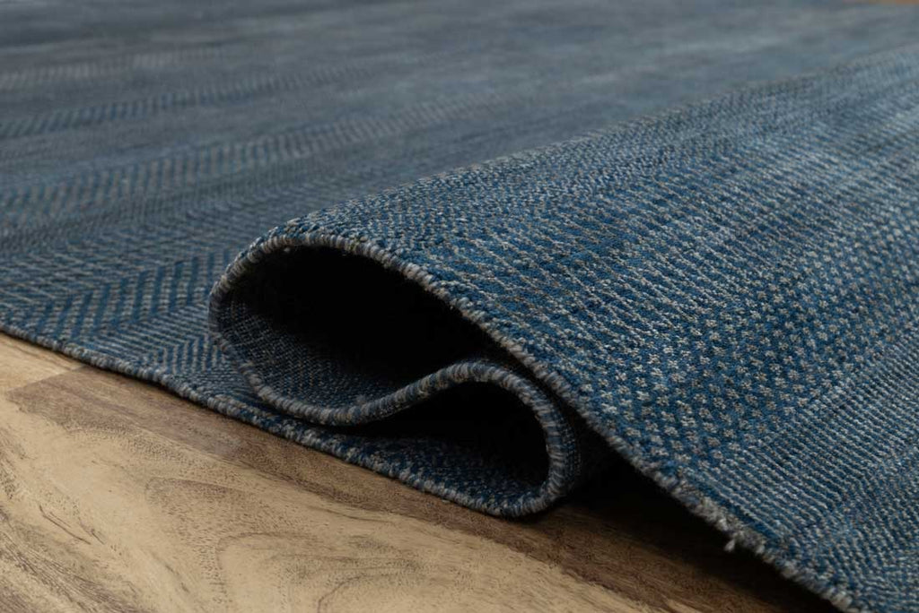 Luxury - Marigold Blue Grey Wool & Bamboo Silk Hand Knotted Premium Carpet