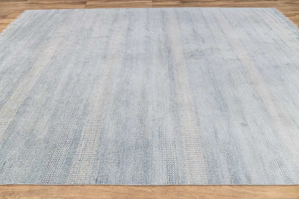 Luxury - Colorado Grey Blue Wool & Bamboo Silk Hand Knotted Premium Carpet