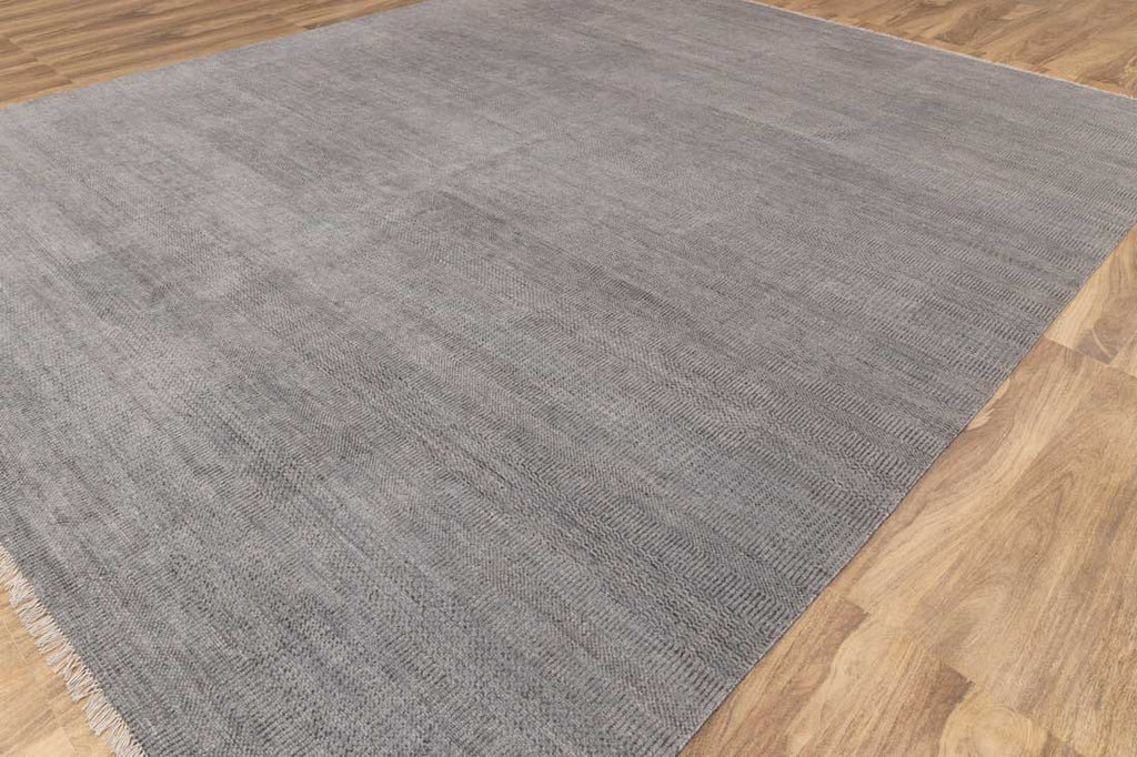 Luxury - Coco Grey Wool & Bamboo Silk Hand Knotted Premium Carpet