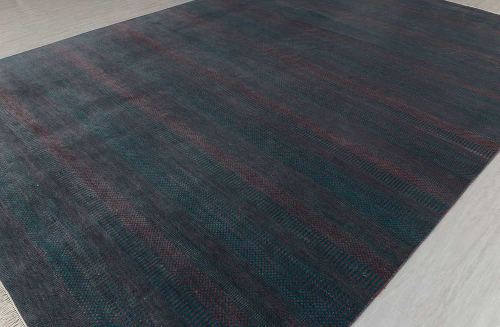 Luxury - Wild Orchid Blue Red Wool & Bamboo Silk Hand Knotted Premium Carpet