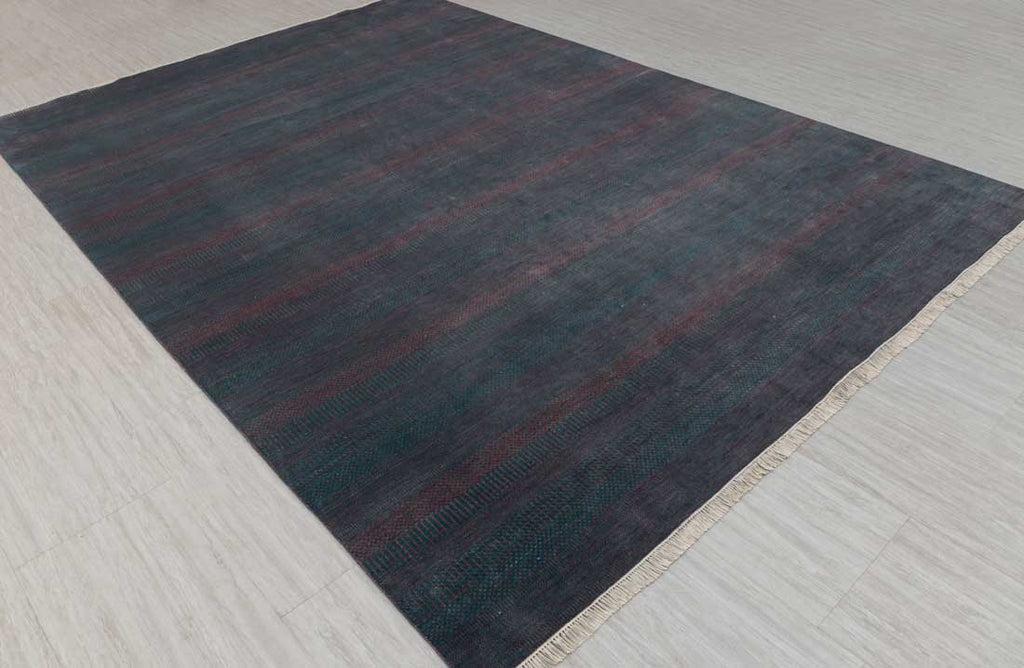 Luxury - Wild Orchid Blue Red Wool & Bamboo Silk Hand Knotted Premium Carpet