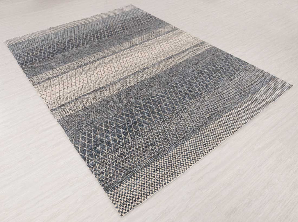 Luxury - Penni Grey Beige Wool & Bamboo Silk Hand Knotted Premium Carpet