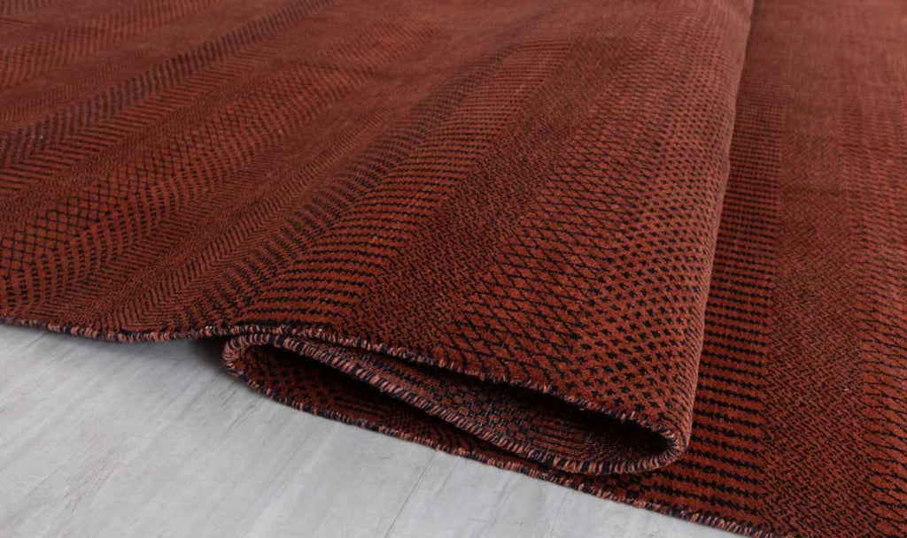 Luxury - Rosewood Red Charcoal Wool & Bamboo Silk Hand Knotted Premium Carpet