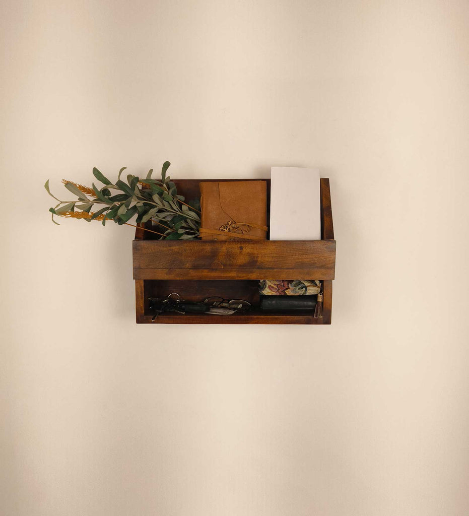 Riverdale Wooden Wall Shelf Organiser with Key Holders