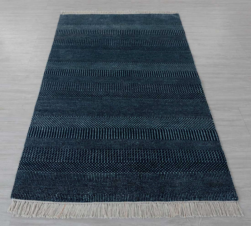 Luxury - Juniper Blue Wool & Bamboo Silk Hand Knotted Premium Carpet