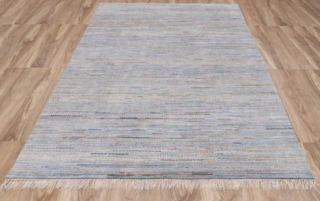 Luxury - Lake Grey Multi Wool & Bamboo Silk Hand Knotted Premium Carpet