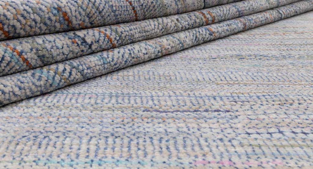 Luxury - Lake Grey Multi Wool & Bamboo Silk Hand Knotted Premium Carpet