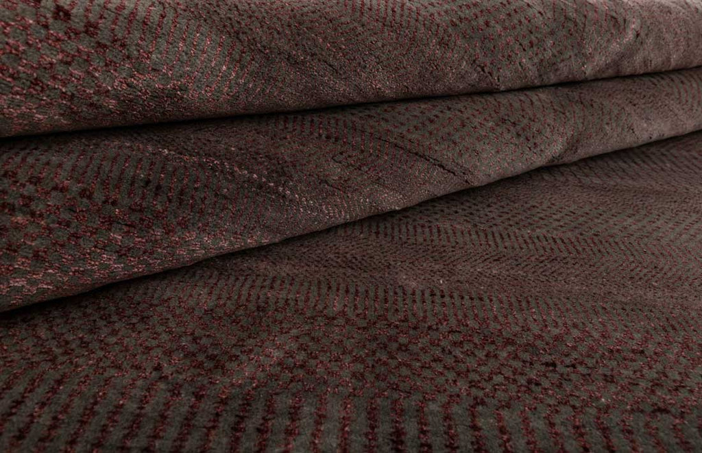 Luxury - Grassland Grey Maroon Wool & Bamboo Silk Hand Knotted Premium Carpet