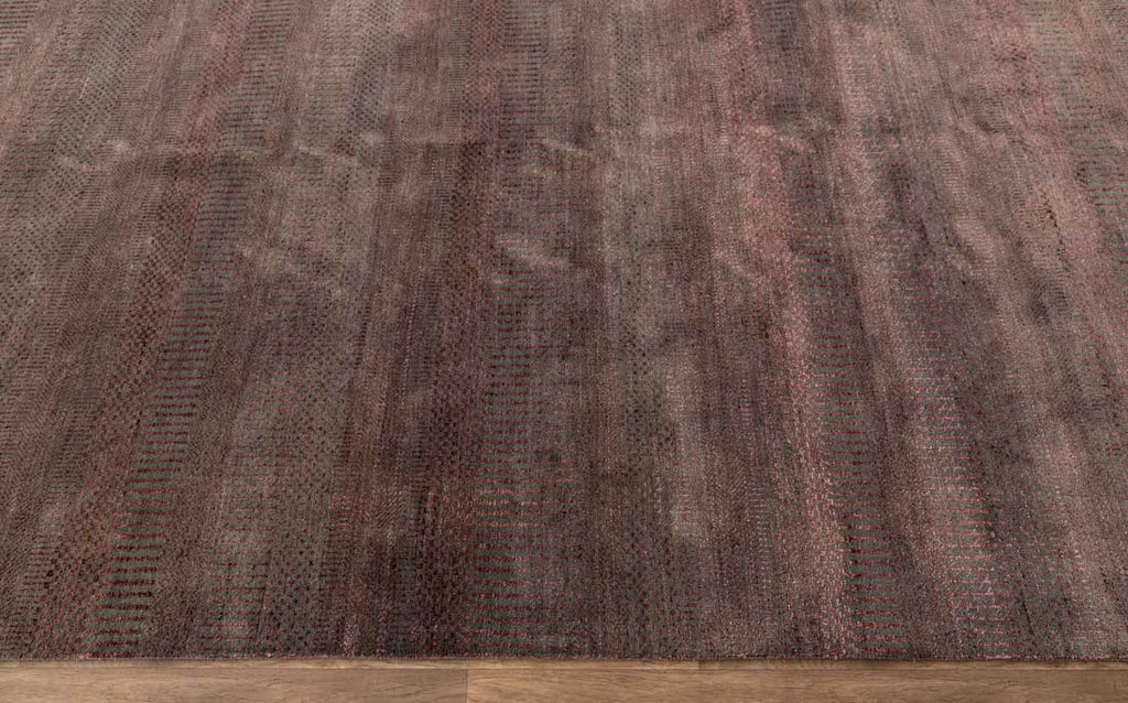 Luxury - Grassland Grey Maroon Wool & Bamboo Silk Hand Knotted Premium Carpet