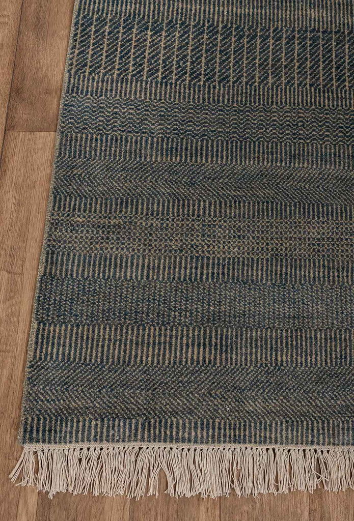 Luxury - Whisper Blue Brown Wool & Bamboo Silk Hand Knotted Premium Carpet