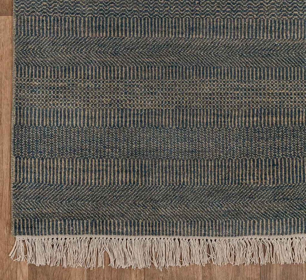 Luxury - Whisper Blue Brown Wool & Bamboo Silk Hand Knotted Premium Carpet