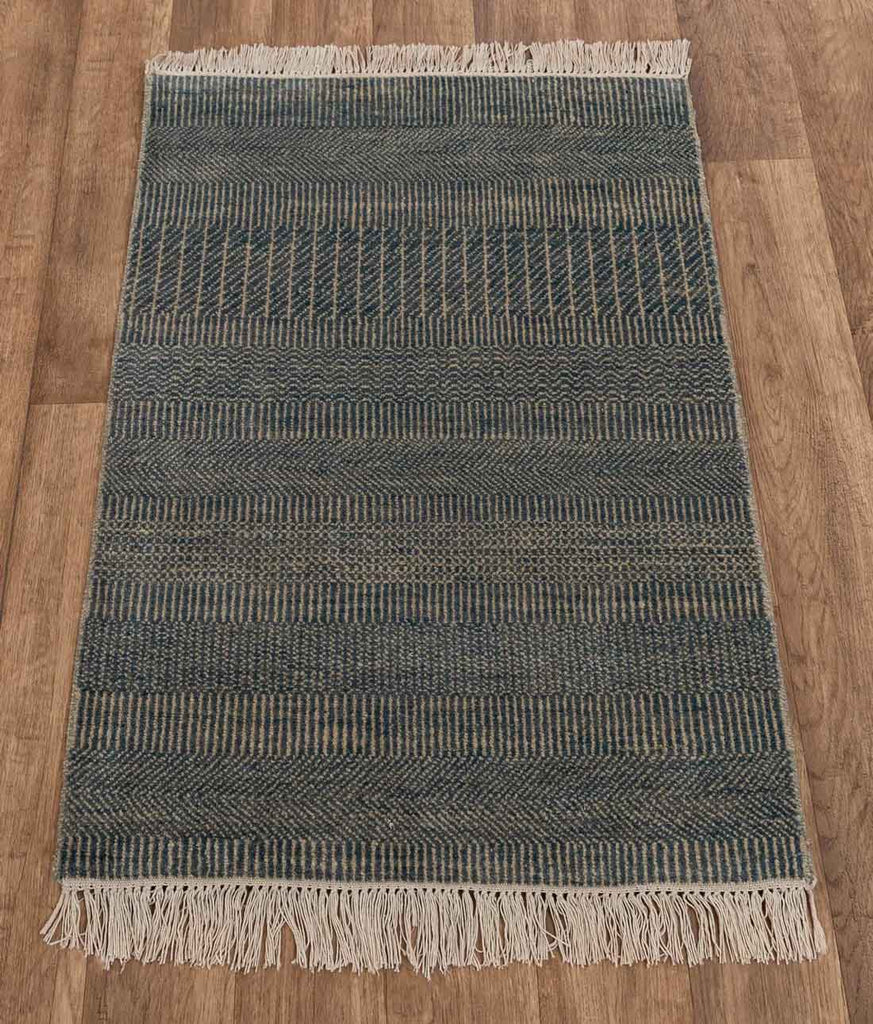 Luxury - Whisper Blue Brown Wool & Bamboo Silk Hand Knotted Premium Carpet