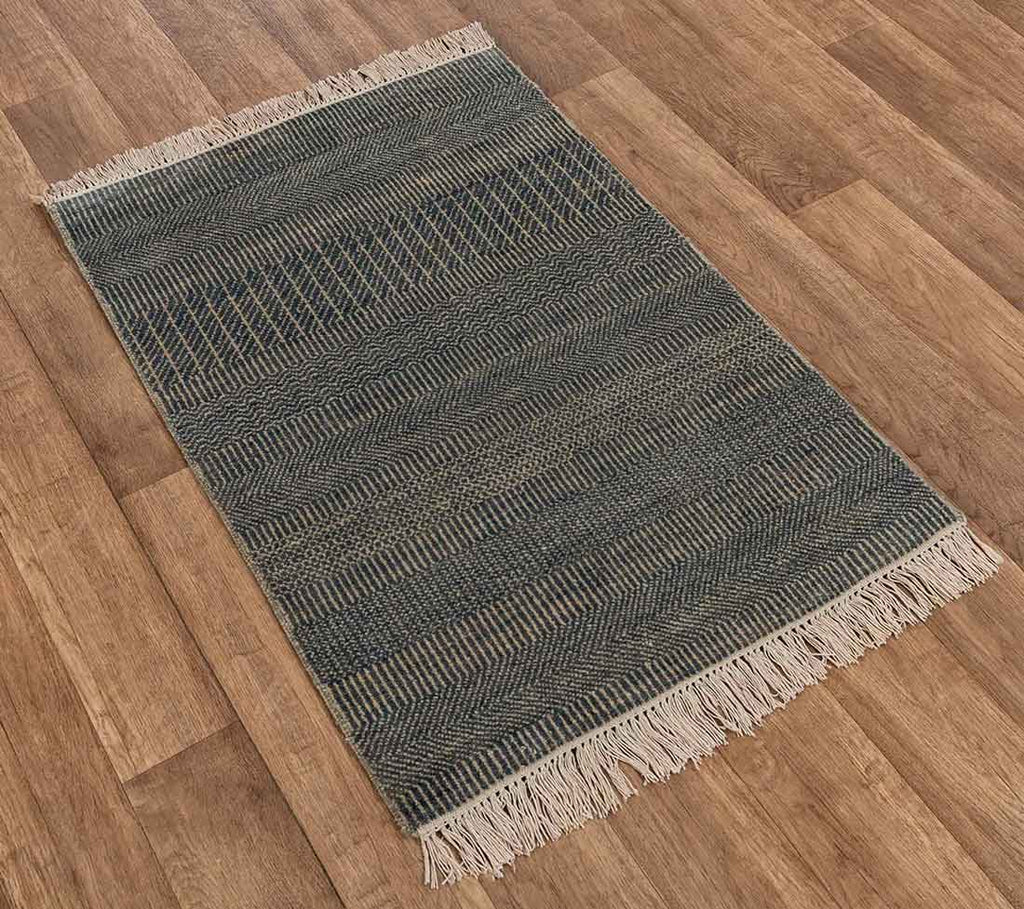 Luxury - Whisper Blue Brown Wool & Bamboo Silk Hand Knotted Premium Carpet