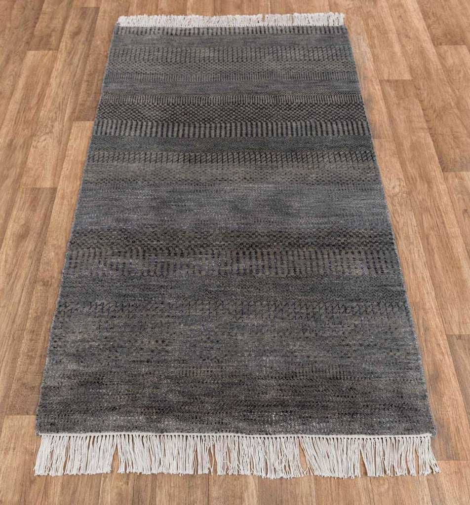 Luxury - Emily Grey Silver Wool & Bamboo Silk Hand Knotted Premium Carpet