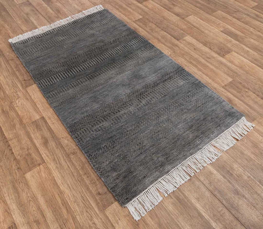 Luxury - Emily Grey Silver Wool & Bamboo Silk Hand Knotted Premium Carpet