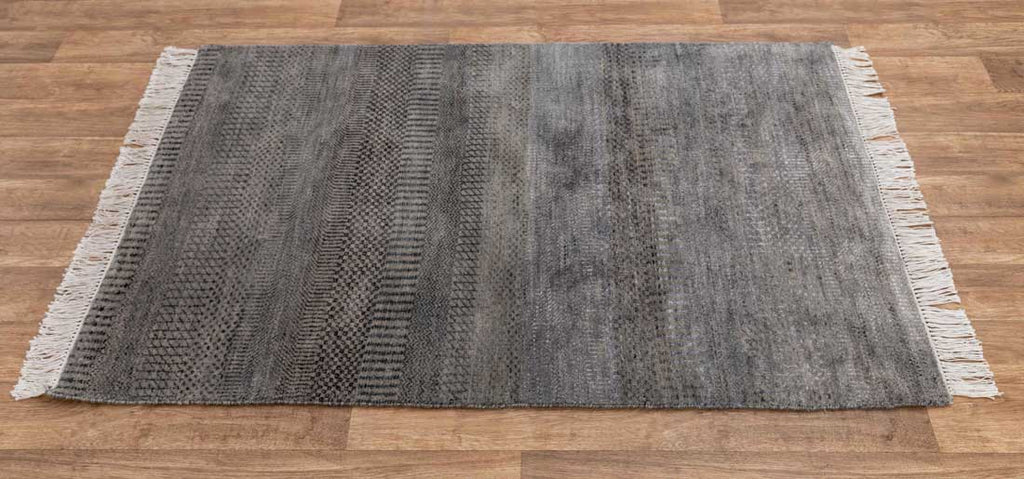 Luxury - Emily Grey Silver Wool & Bamboo Silk Hand Knotted Premium Carpet