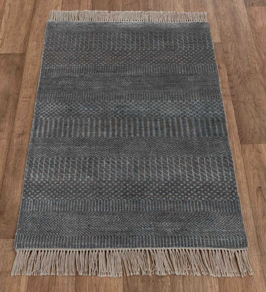 Luxury - Flow Brown Blue Wool & Bamboo Silk Hand Knotted Premium Carpet