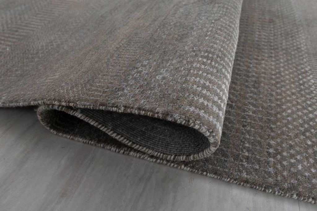 Luxury - Sunray Brown Grey Wool & Bamboo Silk Hand Knotted Premium Carpet