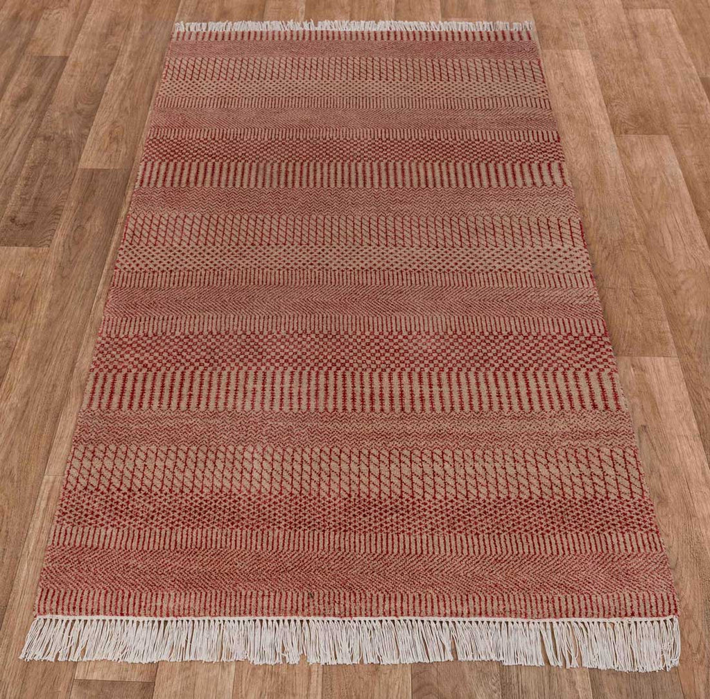 Luxury - Channels Camel Red Wool & Bamboo Silk Hand Knotted Premium Carpet