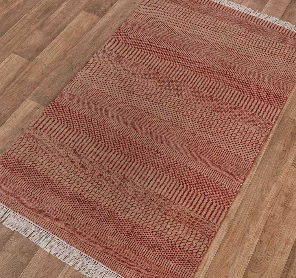 Luxury - Channels Camel Red Wool & Bamboo Silk Hand Knotted Premium Carpet