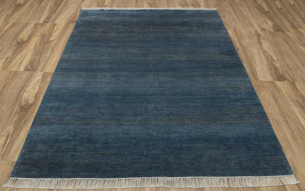 Luxury - Marigold Blue Grey Wool & Bamboo Silk Hand Knotted Premium Carpet