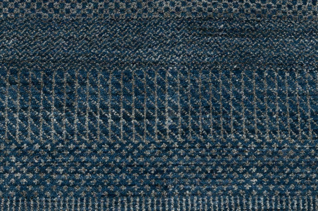 Luxury - Marigold Blue Grey Wool & Bamboo Silk Hand Knotted Premium Carpet