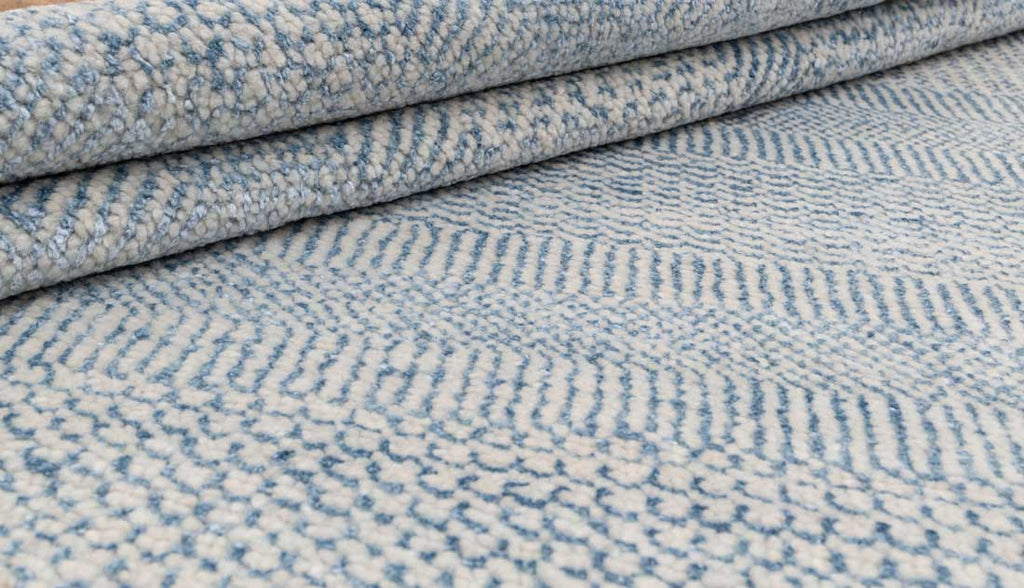 Luxury - Colorado Grey Blue Wool & Bamboo Silk Hand Knotted Premium Carpet