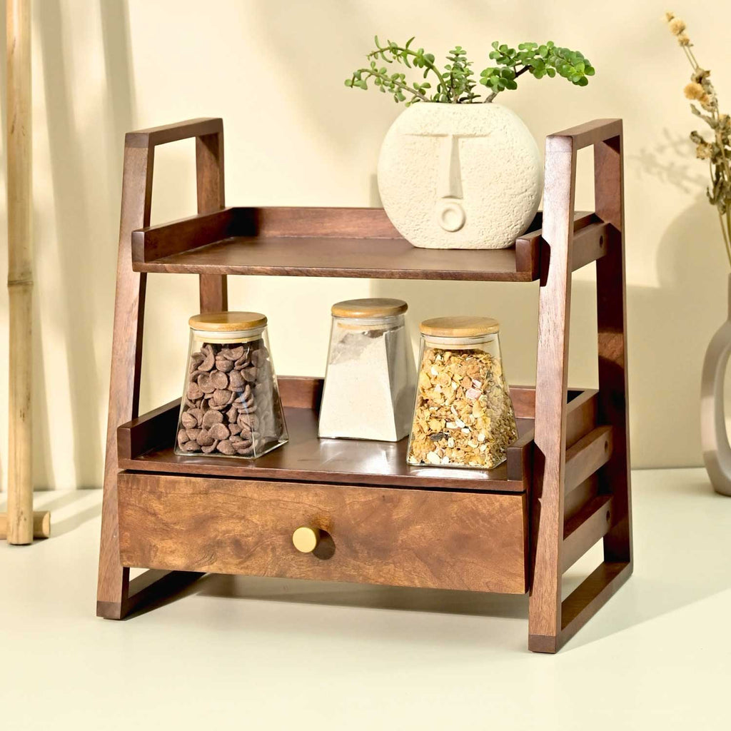 Solid Wood Versatile Organizer with Drawer