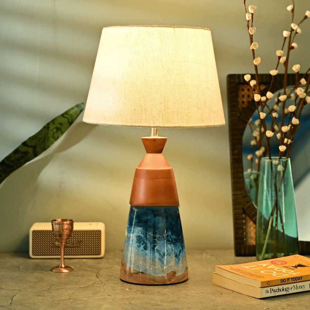 Solid Aqua Night Table Lamp