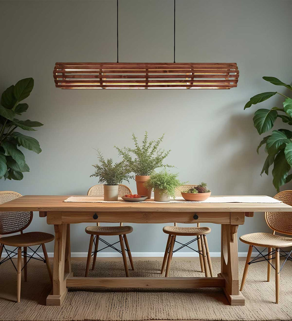 Flora 48 Baton Brown Wooden LED Hanging Lamp