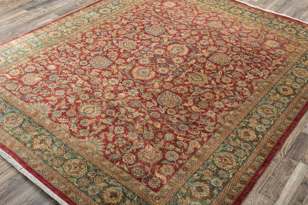 Luxury - Thewa Red Green Woolen Hand Knotted Premium Carpet