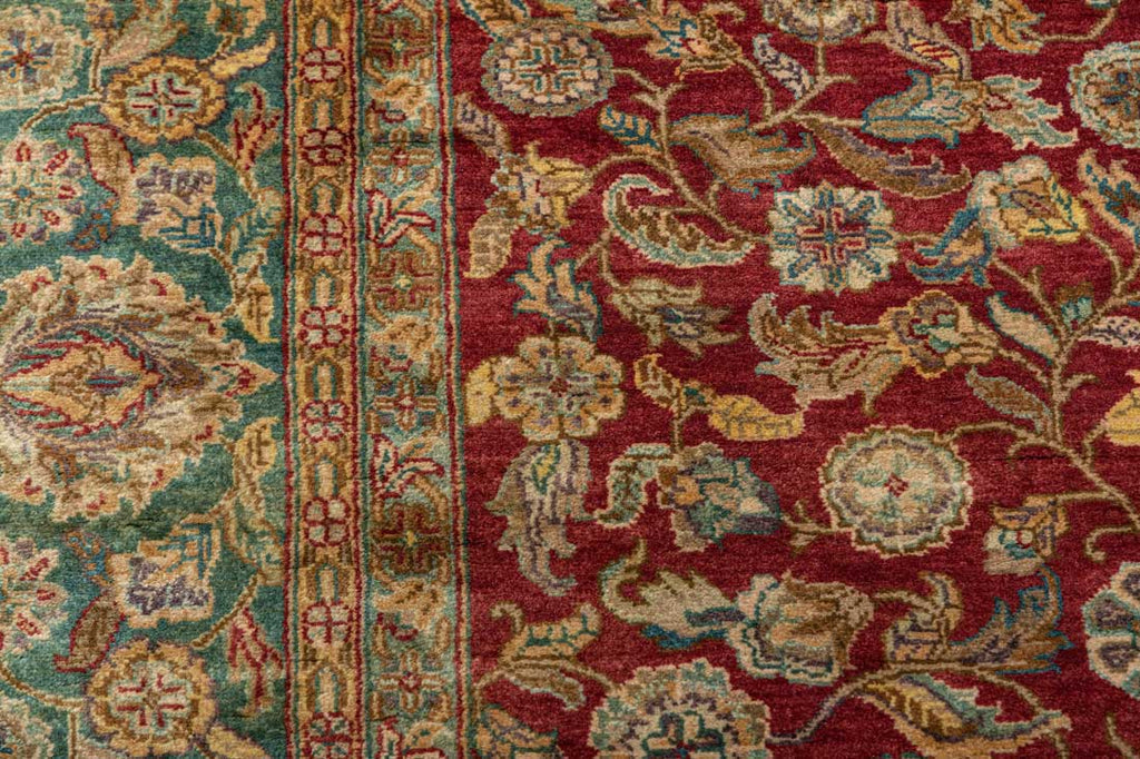 Luxury - Thewa Red Green Woolen Hand Knotted Premium Carpet