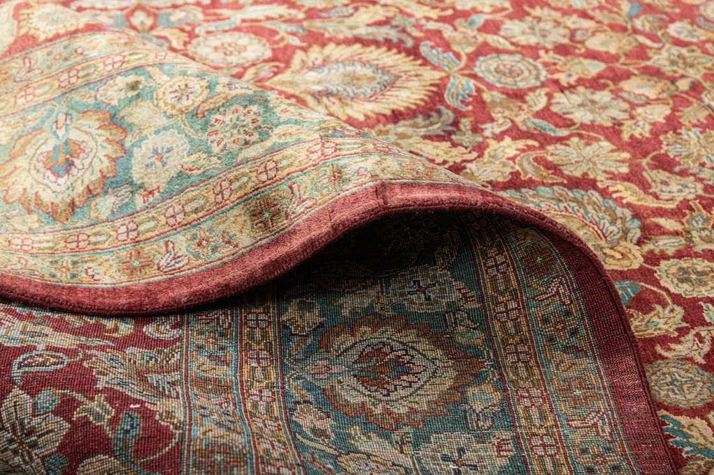 Luxury - Thewa Red Green Woolen Hand Knotted Premium Carpet