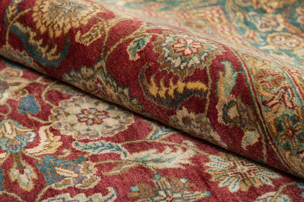 Luxury - Thewa Red Green Woolen Hand Knotted Premium Carpet