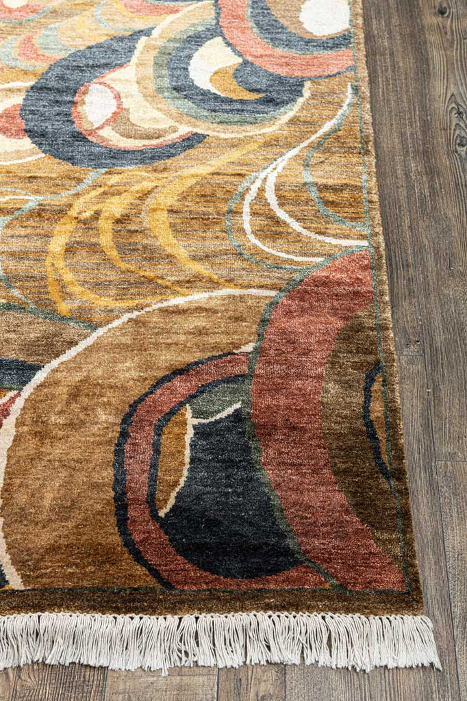 Luxury - Kashmere Spiral Rust Multi Pure Silk Hand Knotted Premium Carpet