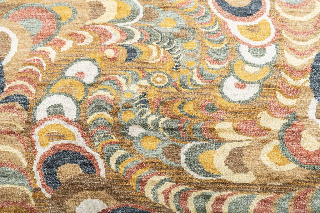 Luxury - Kashmere Spiral Rust Multi Pure Silk Hand Knotted Premium Carpet