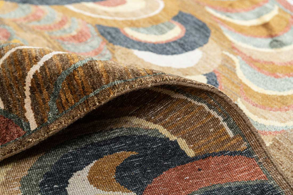 Luxury - Kashmere Spiral Rust Multi Pure Silk Hand Knotted Premium Carpet