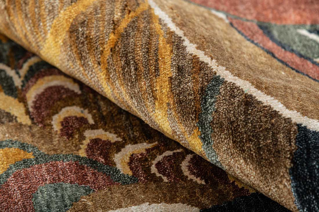 Luxury - Kashmere Spiral Rust Multi Pure Silk Hand Knotted Premium Carpet