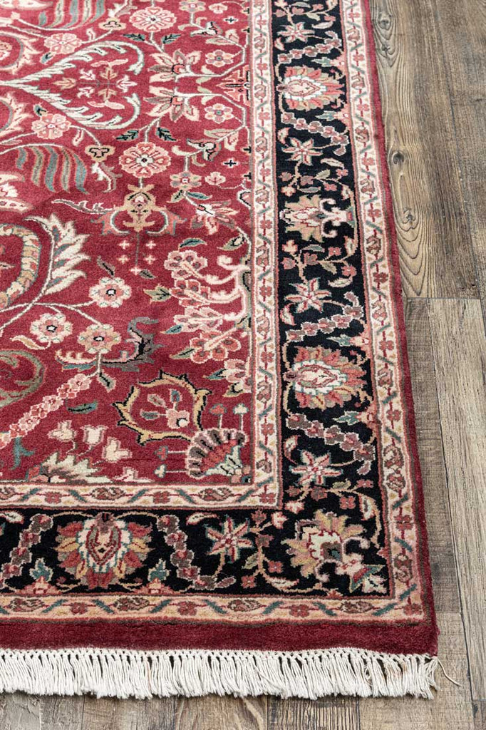 Luxury - Carnival Red Black Wool & Silk Hand Knotted Premium Carpet