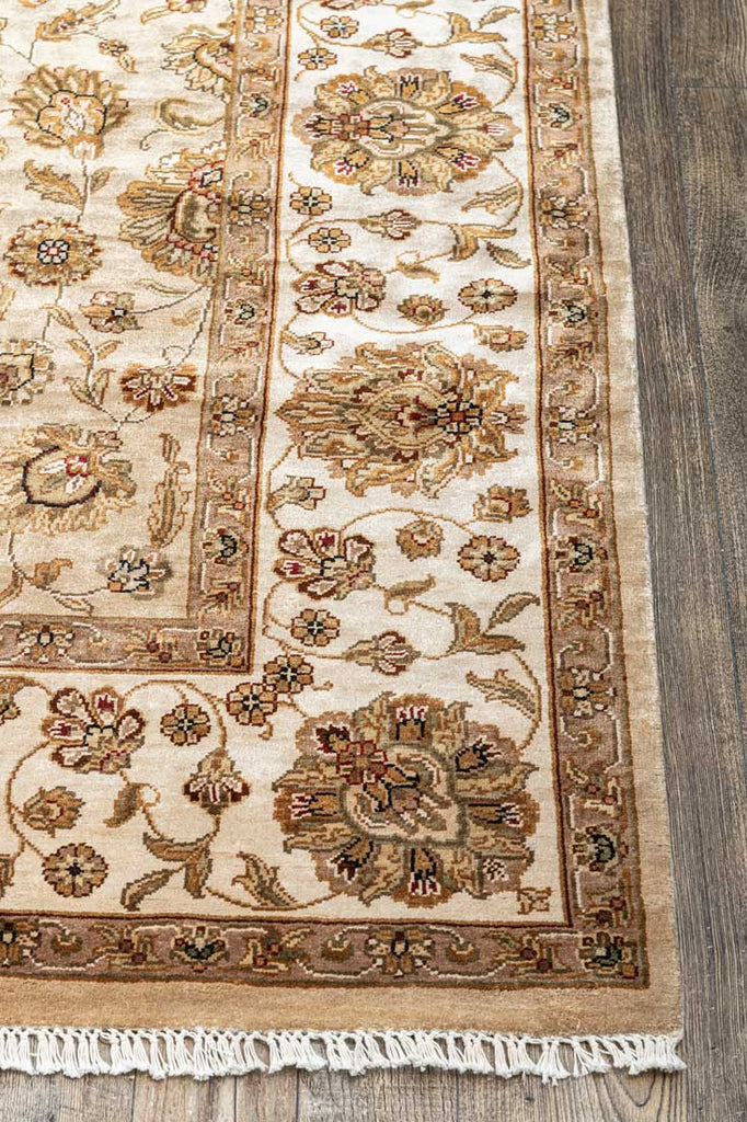 Luxury - Kashmere Gold Camel Ivory Pure Silk Hand Knotted Premium Carpet