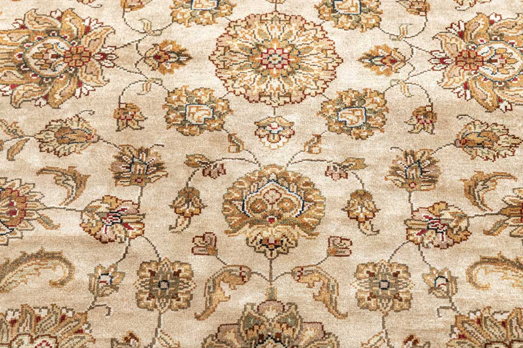 Luxury - Kashmere Gold Camel Ivory Pure Silk Hand Knotted Premium Carpet