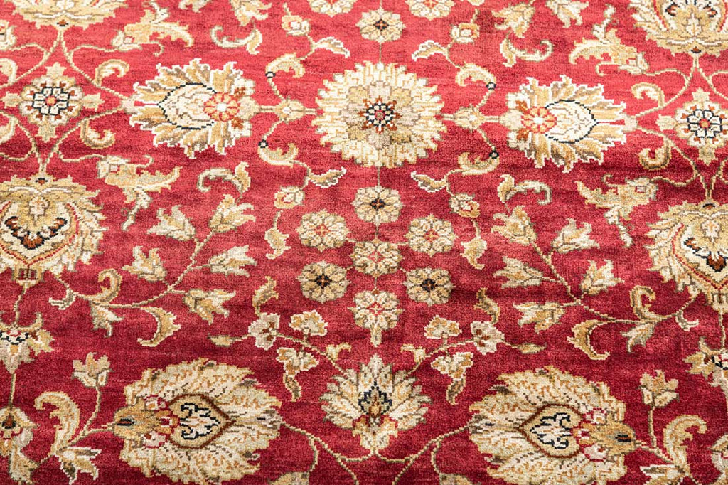 Luxury - Kashmere Jhumka Red Ivory Pure Silk Hand Knotted Premium Carpet