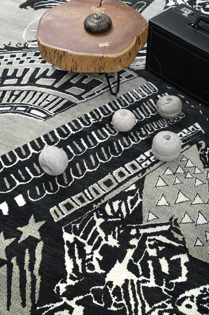 Luxury - Studio Grey Black Woolen Hand Knotted Premium Carpet