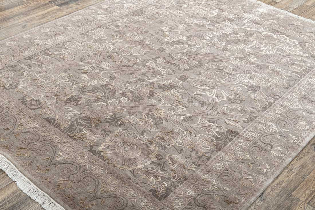 Luxury - Spring Brown Wool & Silk Hand Knotted Premium Carpet