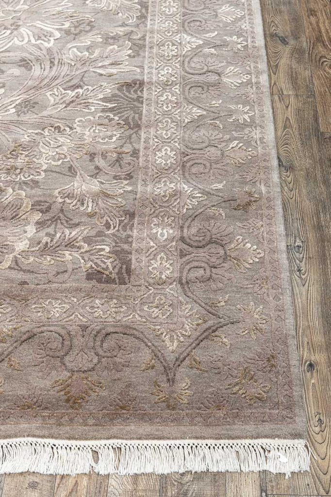 Luxury - Spring Brown Wool & Silk Hand Knotted Premium Carpet